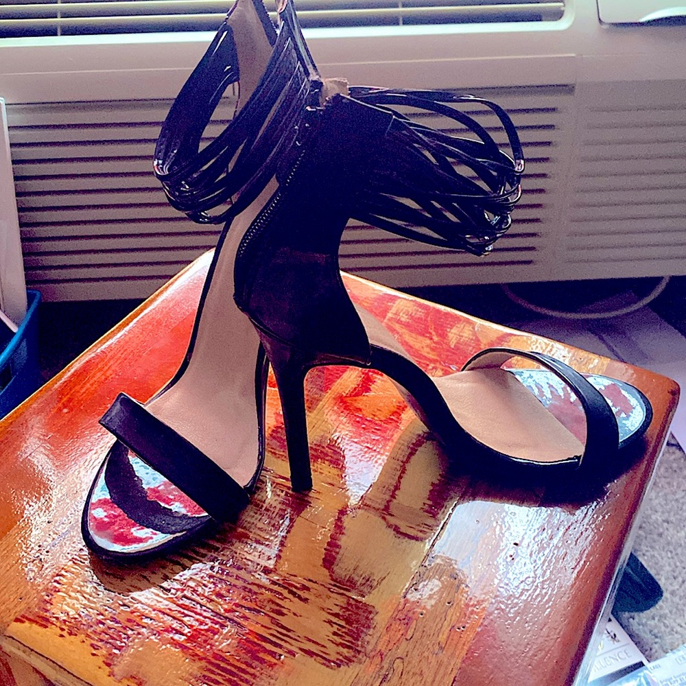 Strappy black stilettos
